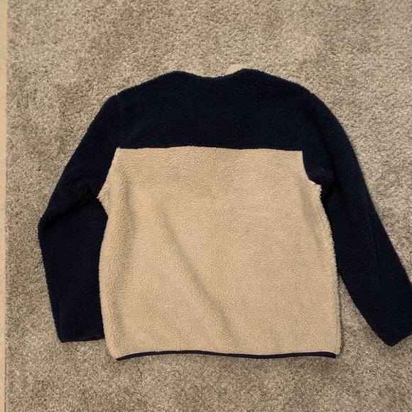 Orvis Snap-Front Sherpa Fleece Pullover - XL - Blue & Beige - Picture 3 of 6